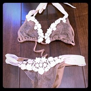 Rare Beach Bunny Bikini Faux Leather and Lace 🔥